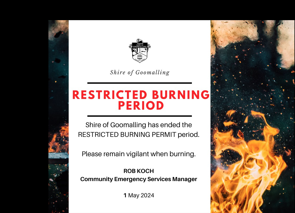 End to RESTRICTED BURNING PERIOD 01 May 2024
