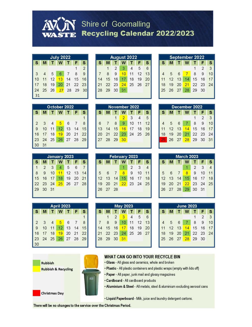 Avon Waste Calendar 2022-23