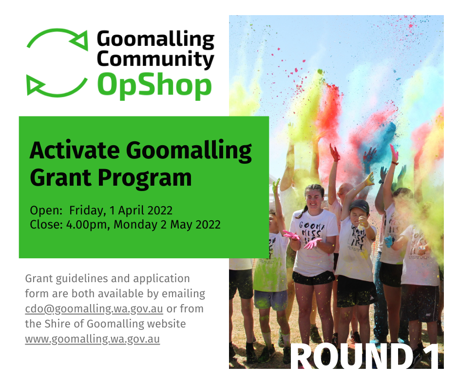 Activate Goomalling Grant Program 2022 Round 1 opens 1 April