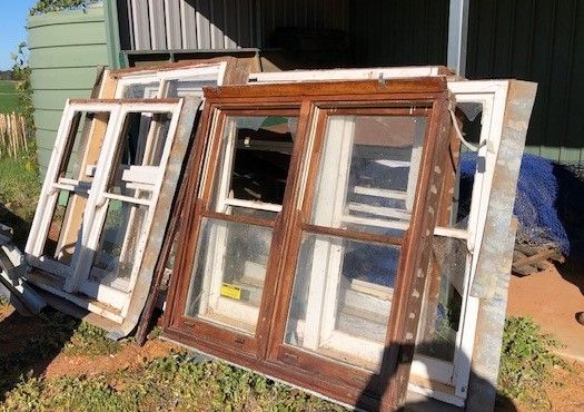 salvaged window frames