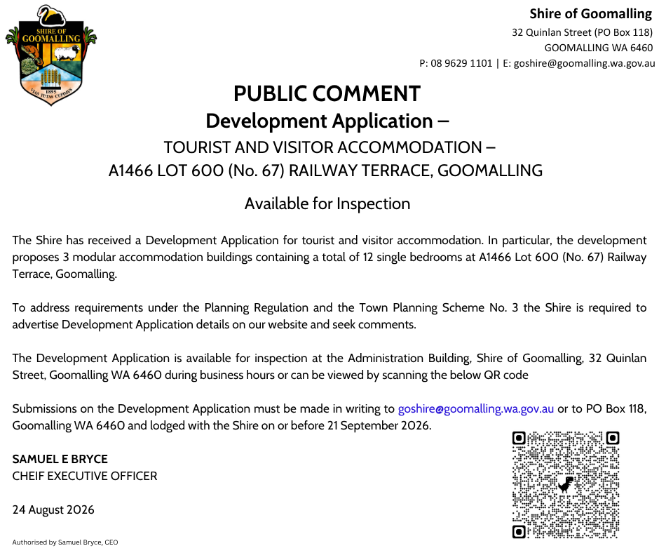 PUBLIC NOTICE - DEVELOPMENT APPLICATION - Railway Tce