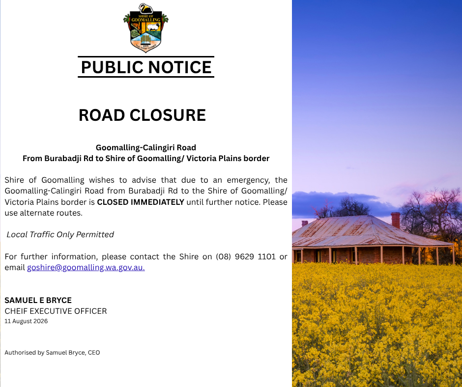 PUBLIC NOTICE - Road Closure 20260811