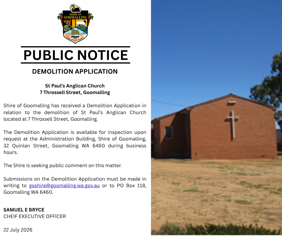 PUBLIC NOTICE - St Paul Church Demo