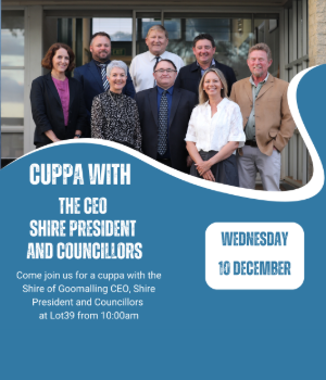 Cuppa with the CEO, Shire President and Councillors